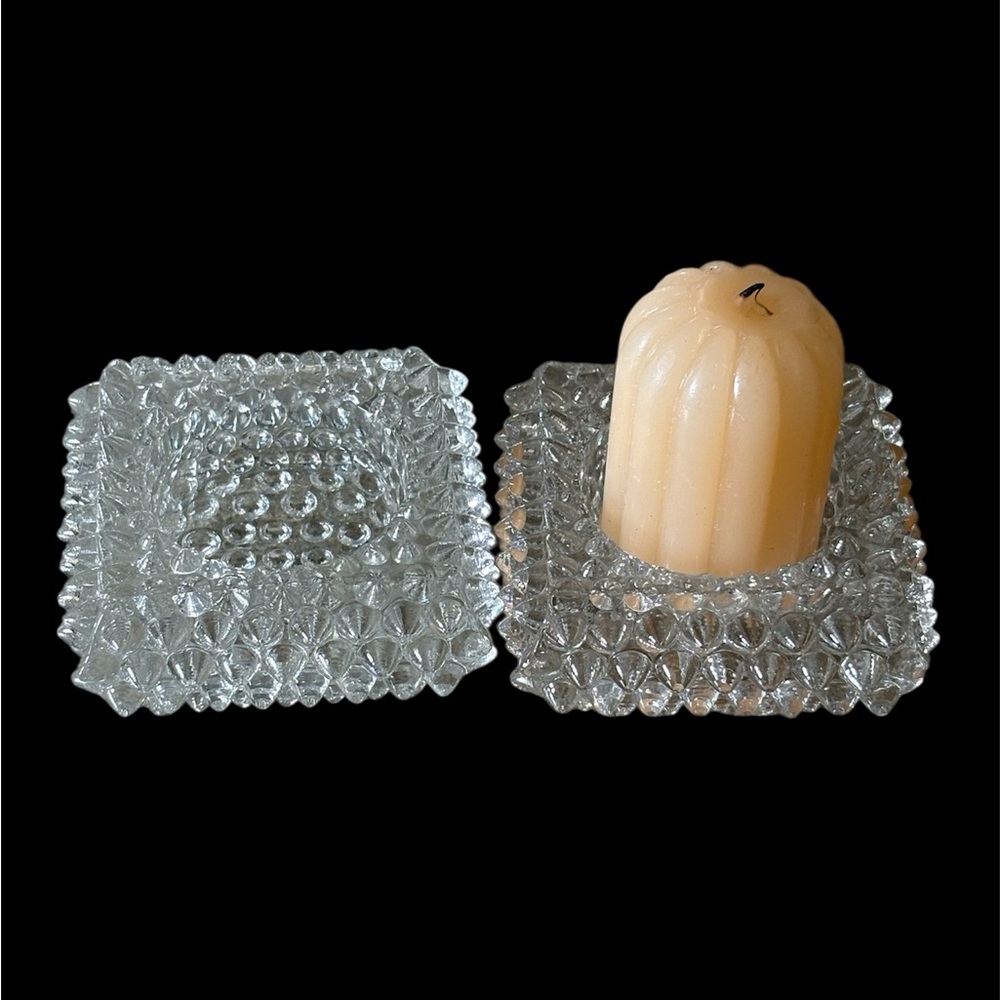 Crystal Candle Holder Set with Cream Candle